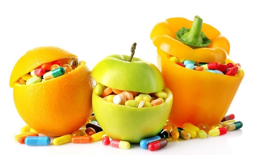 vitamines pour la puissance dans les légumes et les fruits